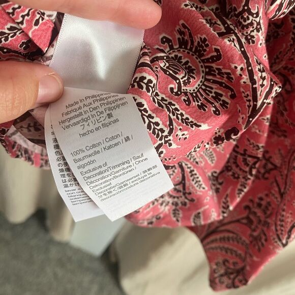 J. Crew Collection Tie-Shoulder Tank Top Women's 4 Ratti Coral Vines BK818 - Picture 7 of 9